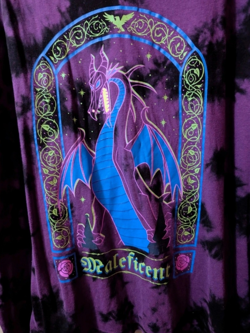 Torrid Disney Villains Women's Maleficent Graphic T Shirt Black Tie Dye Quote Te - Picture 3 of 9
